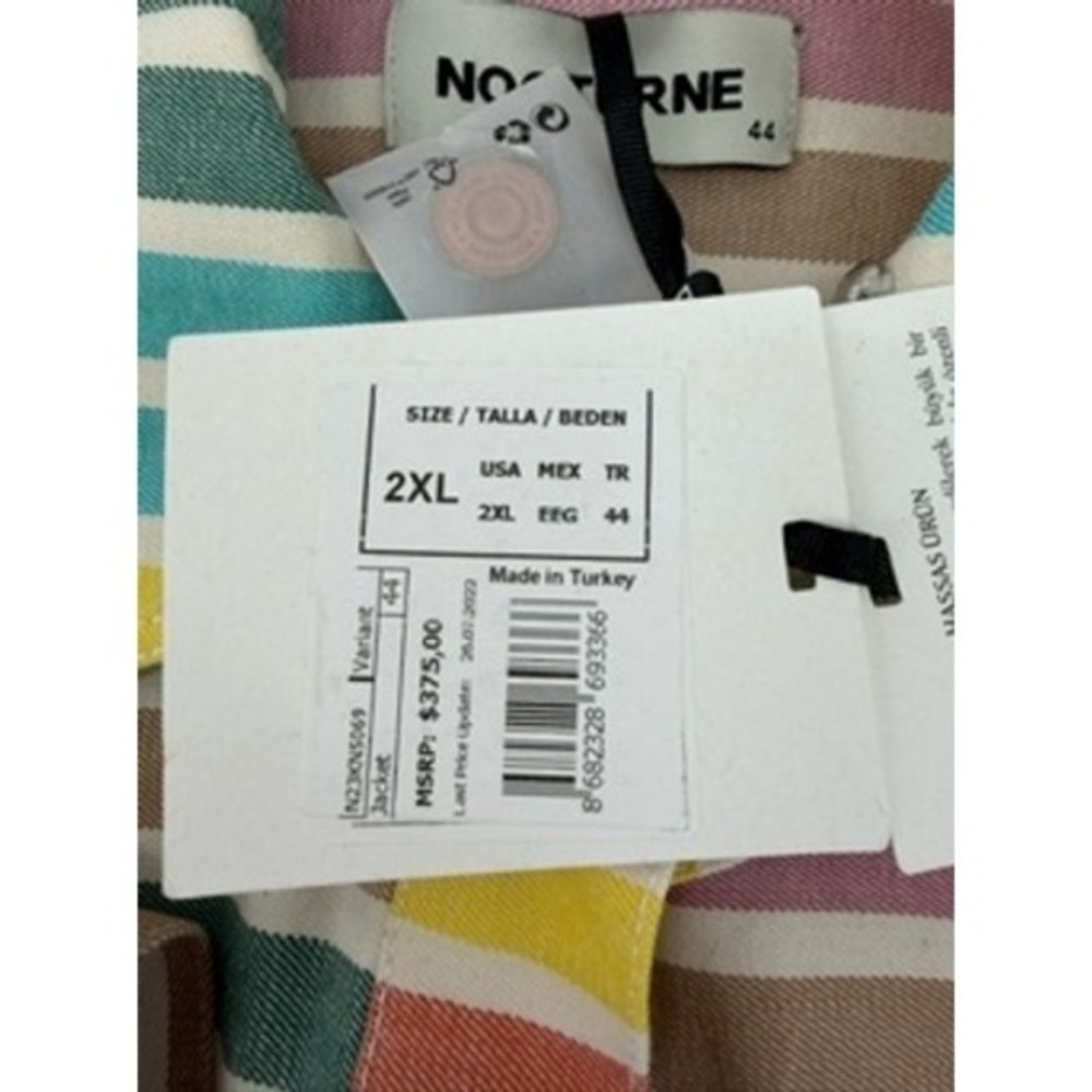 Nocturne Striped Jacket Multi Color Button Front Detachable Fur Collar 2XL‎ NEW - Picture 5 of 9